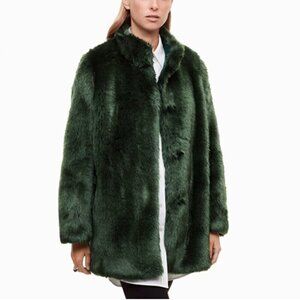 Aritzia Babaton Faux Fur Fritz Coat Jacket Emerald Green Size XXS
